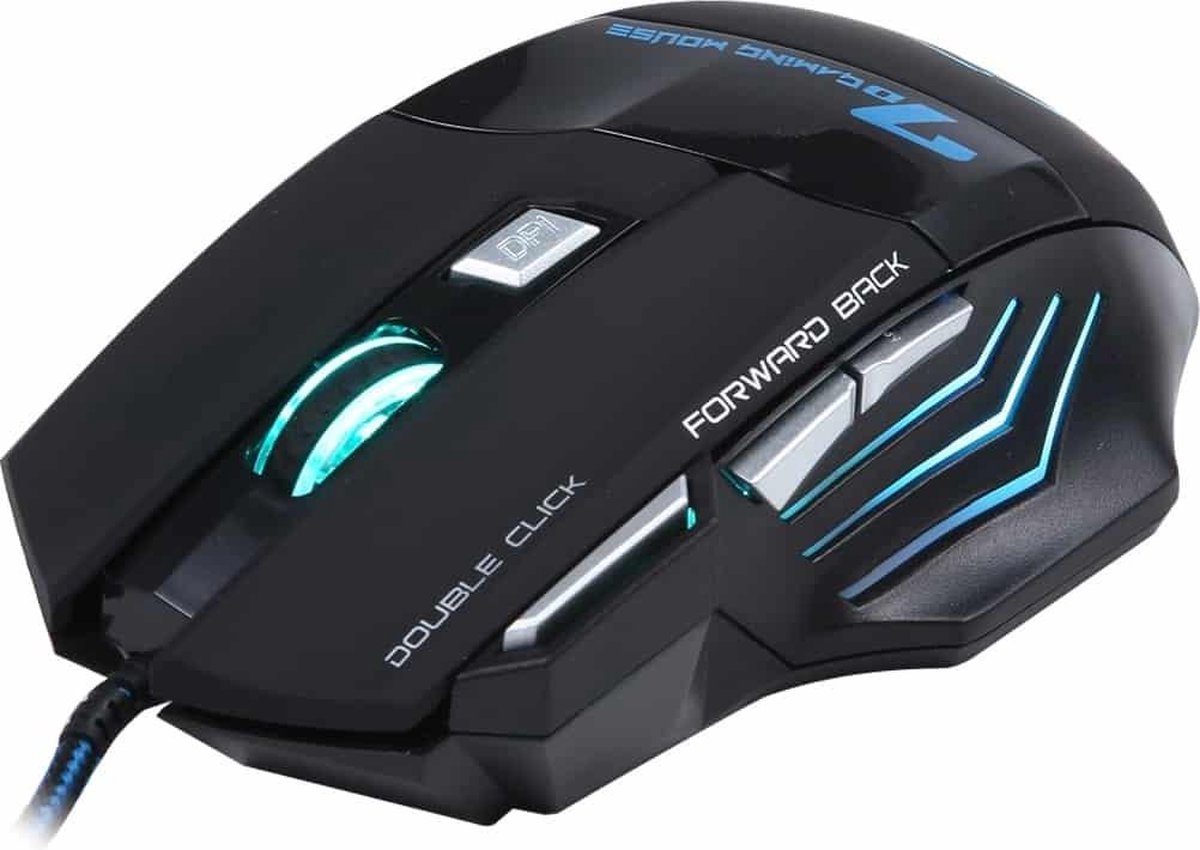 Huismerk 7 knoppen met Scroll Wheel 5000 DPI LED Bedrade Optische Gaming Mouse voor Computer PC Laptop - Zwart