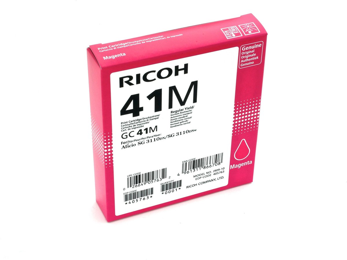 Ricoh GC-41M gel cartridge high capacity 2.200 pagina s 1-pack - Magenta