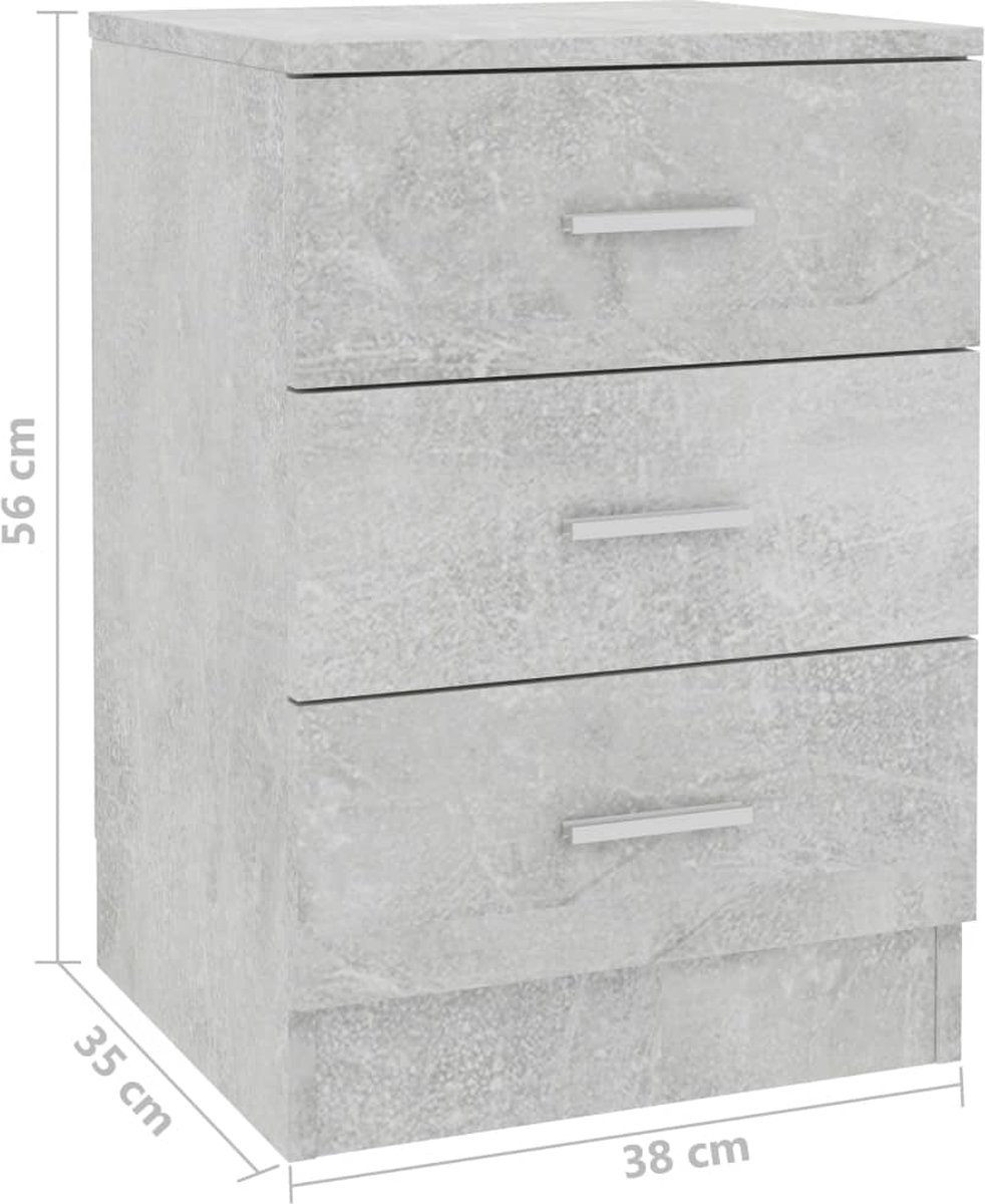 Vidaxl Nachtkastjes 2 St 38x35x56 Cm Spaanplaat Beton - Grijs