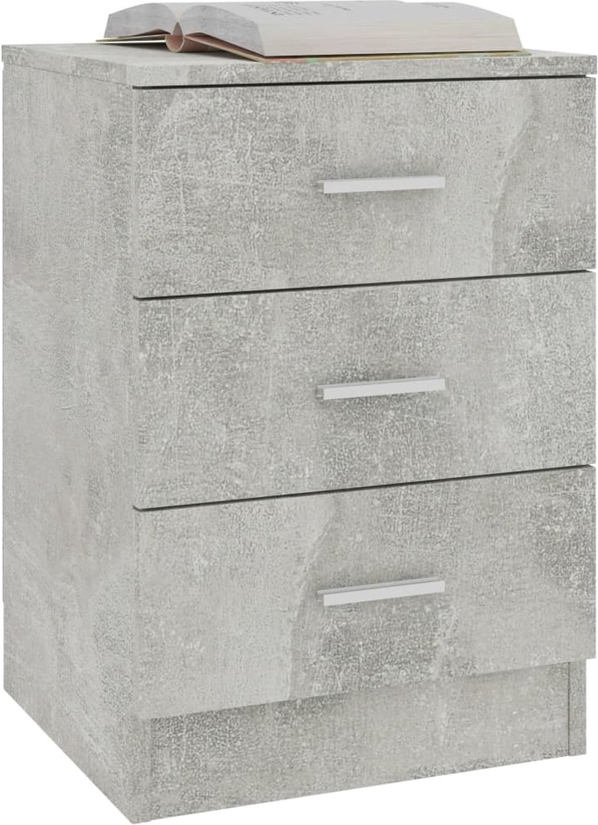 Vidaxl Nachtkastjes 2 St 38x35x56 Cm Spaanplaat Beton - Grijs