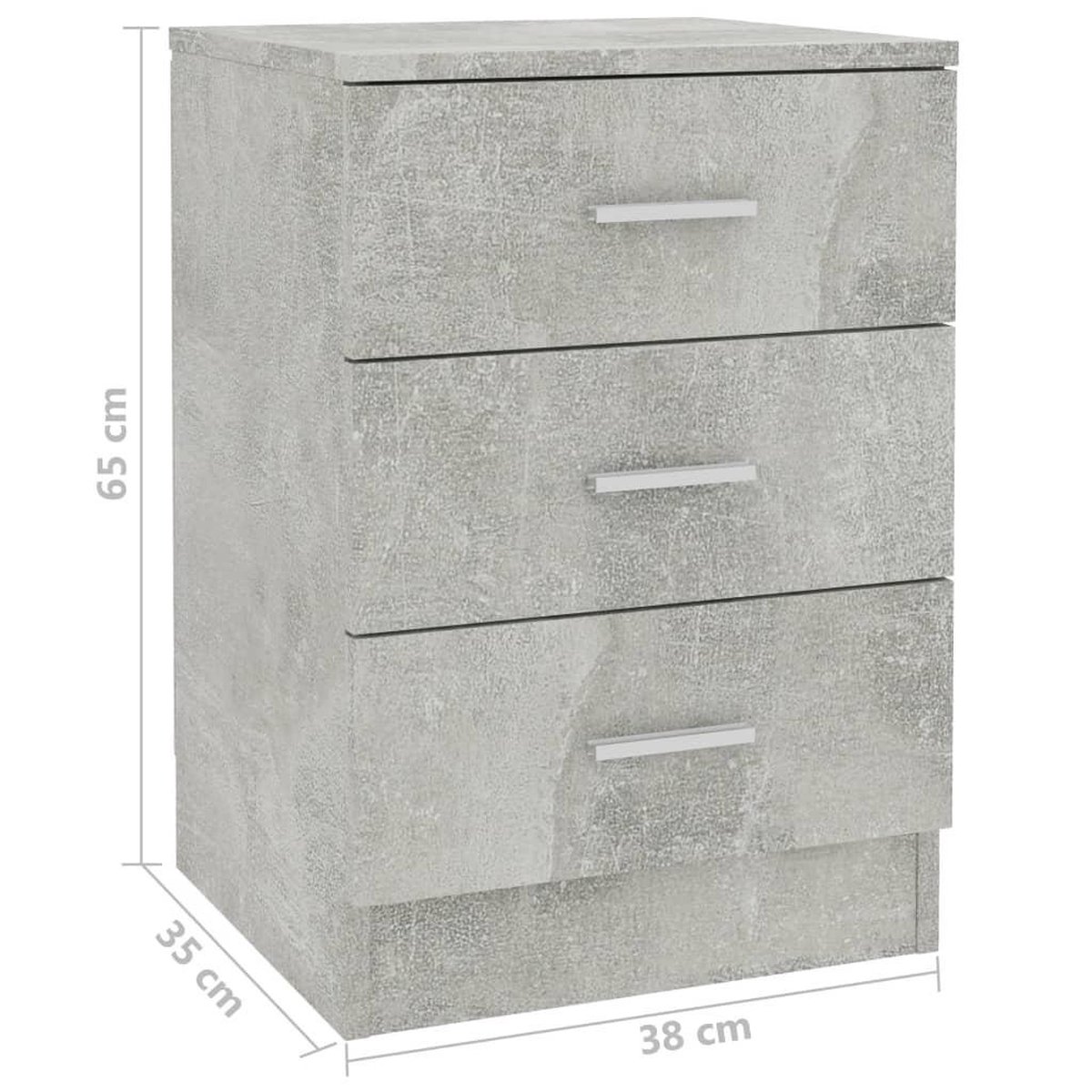 Vidaxl Nachtkastjes 2 St 38x35x56 Cm Spaanplaat Beton - Grijs