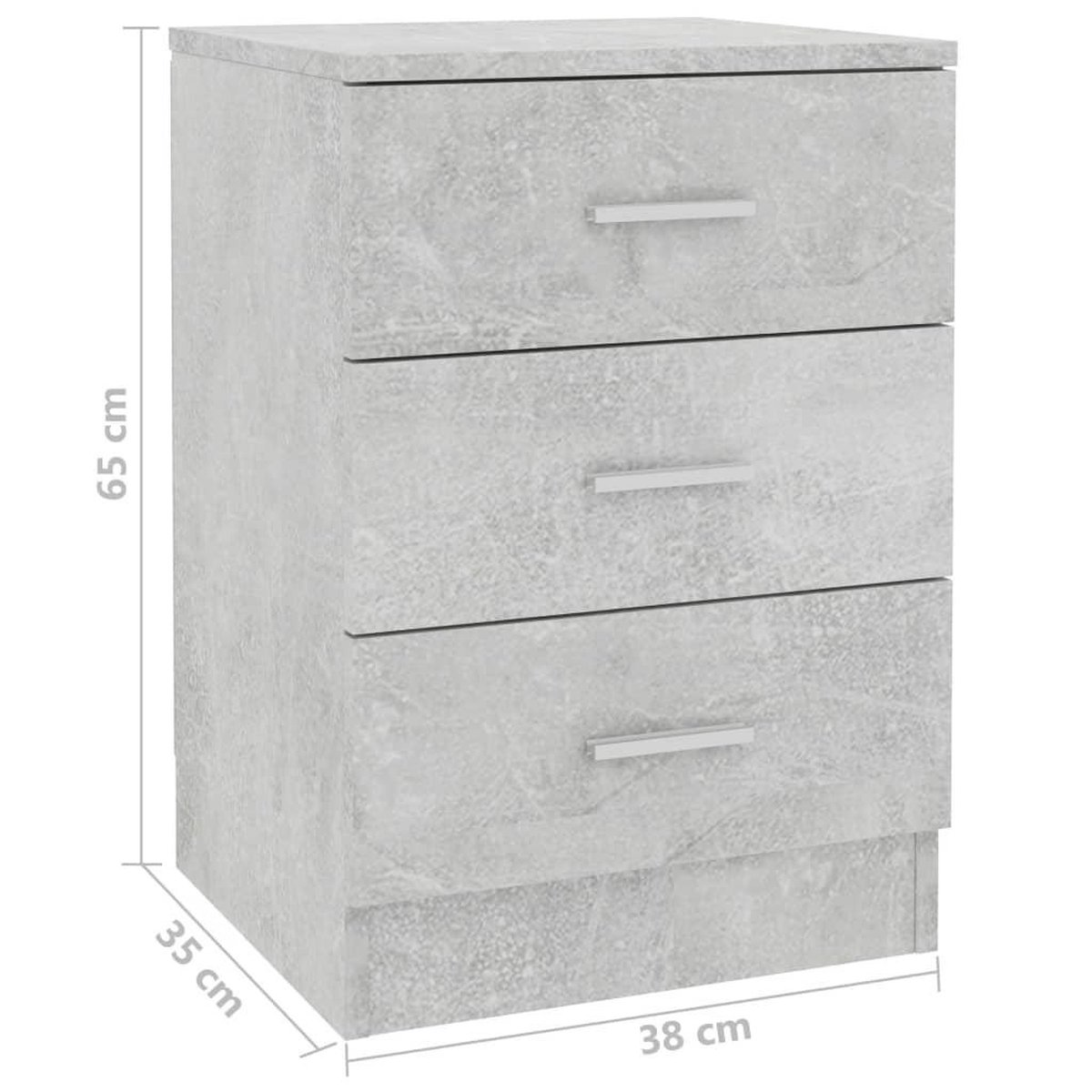 Vidaxl Nachtkastjes 2 St 38x35x56 Cm Spaanplaat Beton - Grijs