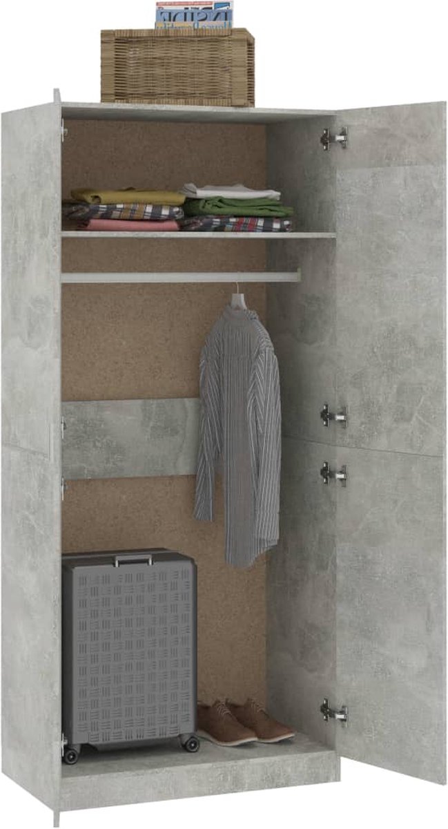 Vidaxl Kledingkast 90x52x200 Cm Spaanplaat Beton - Grijs