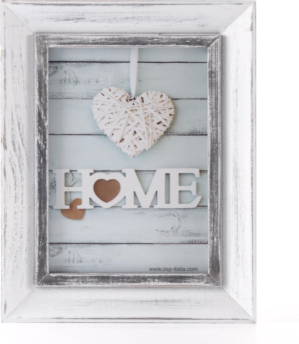 Zep - Houten Vintage Fotolijst Athis / Wit Voor Foto Formaat 15x20 - Sy1268 - Grijs