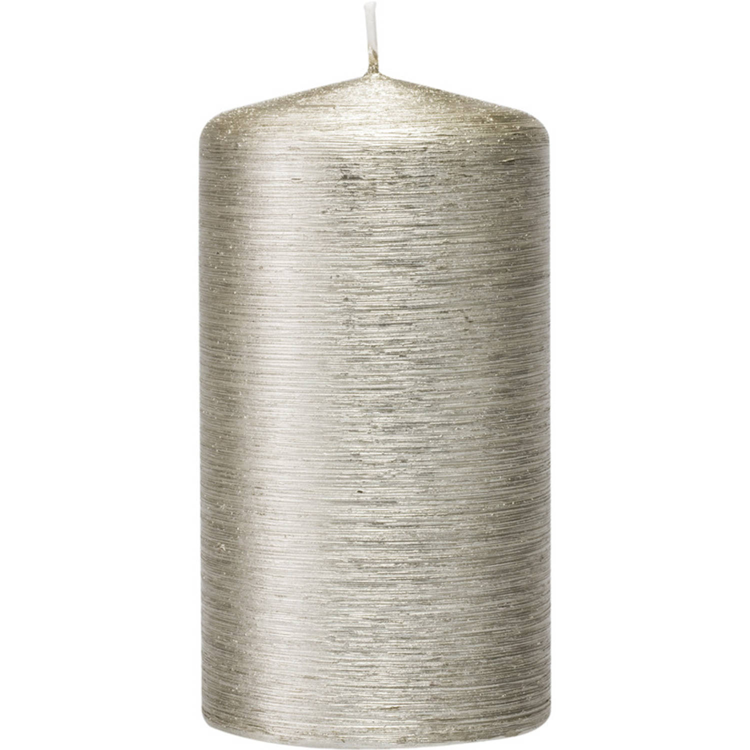 Trend Candles 1x Zilveren Cilinderkaars/stompkaars 7 X 13 Cm 25 Branduren - Geurloze Zilverkleurige Kaarsen - Woondecoraties - Silver