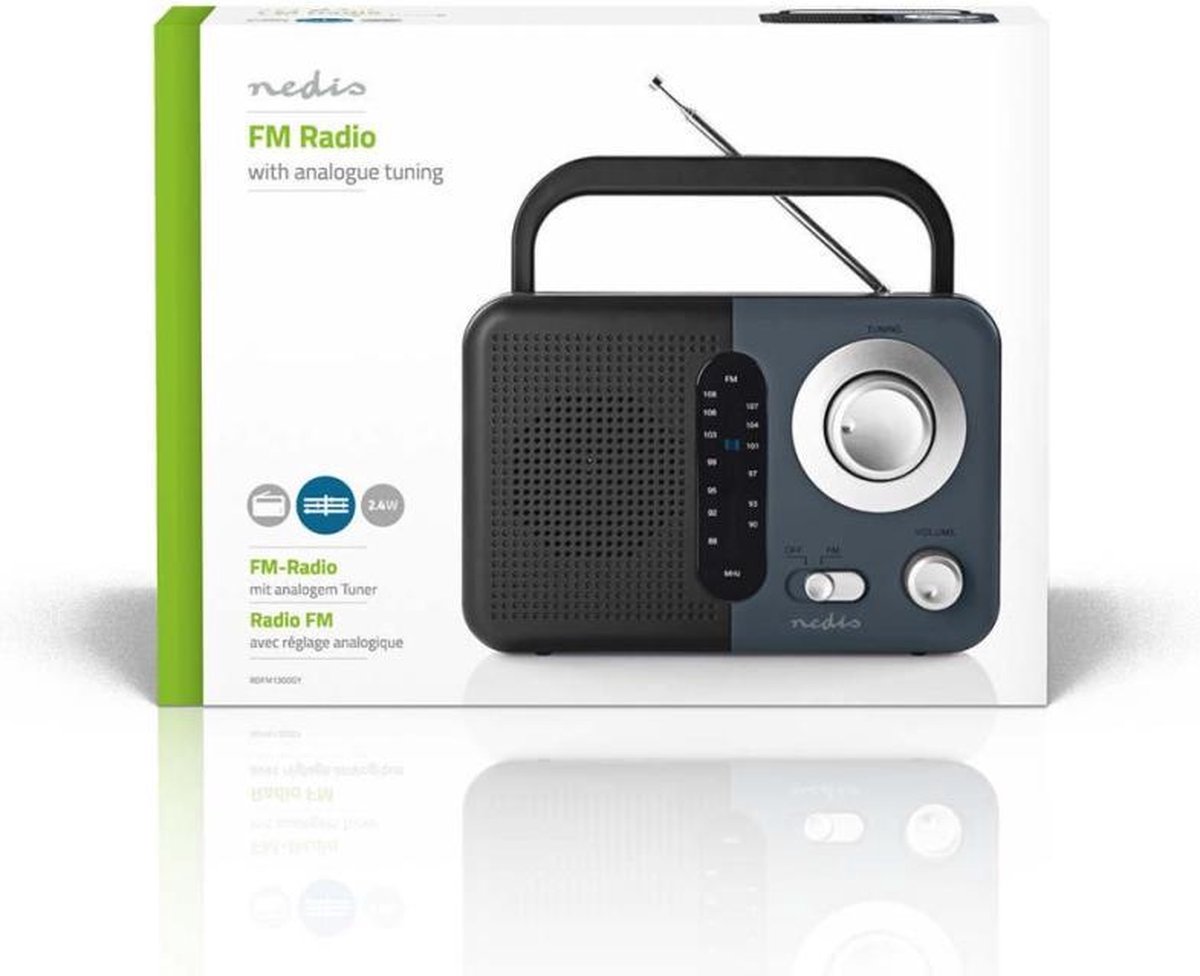 Nedis FM-radio | 2,4 W | Draaggreep | / grijs - Zwart