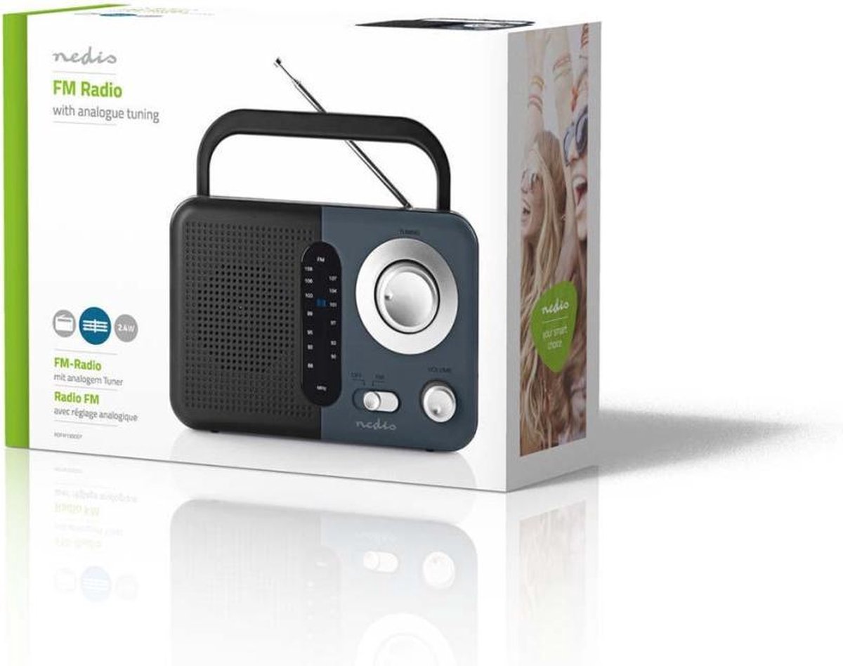 Nedis FM-radio | 2,4 W | Draaggreep | / grijs - Zwart