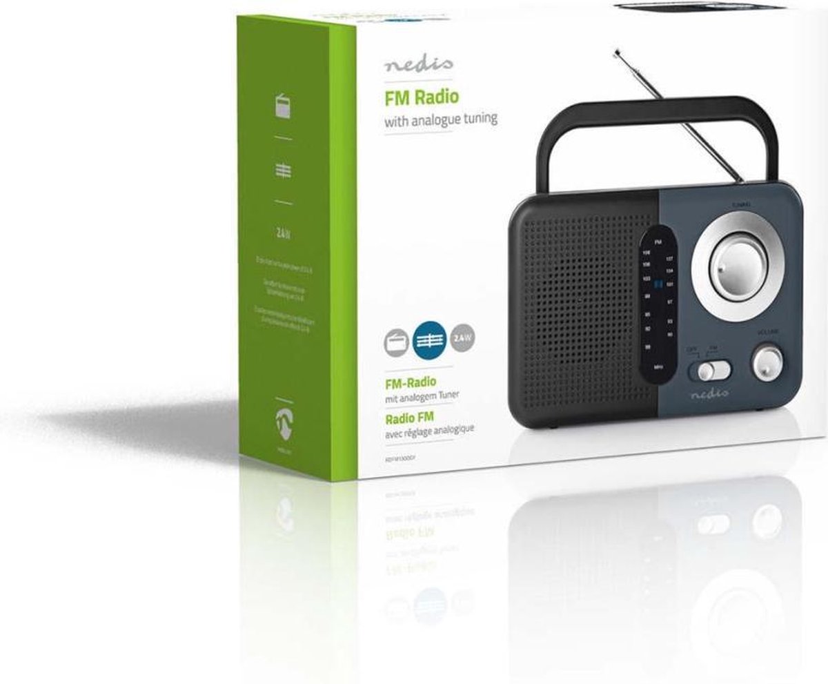 Nedis FM-radio | 2,4 W | Draaggreep | / grijs - Zwart