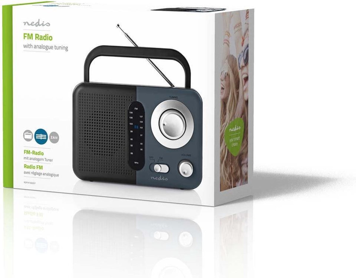 Nedis FM-radio | 2,4 W | Draaggreep | / grijs - Zwart