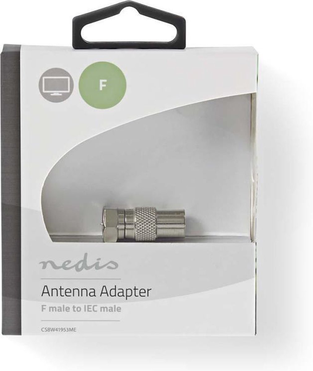 Nedis Satelliet- en antenne-adapter | F male - IEC (coax) male