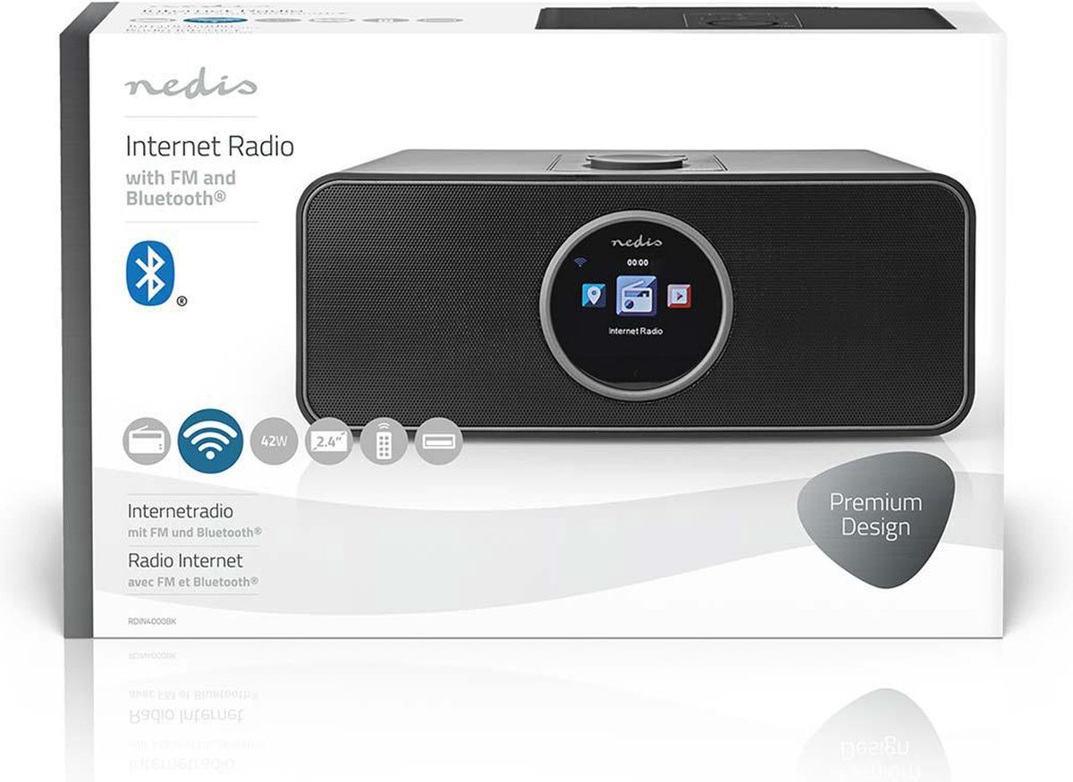 Nedis Internetradio | 42 W | FM | Bluetooth® | Afstandsbediening | - Zwart