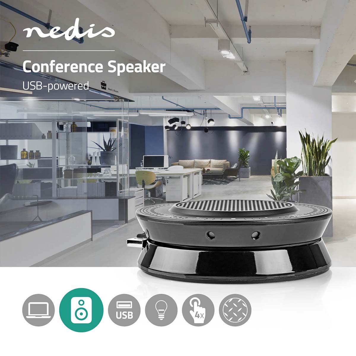 Nedis Conference Speaker | 2.5 W | Touch-Bediening | USB-Gevoed | - Zwart