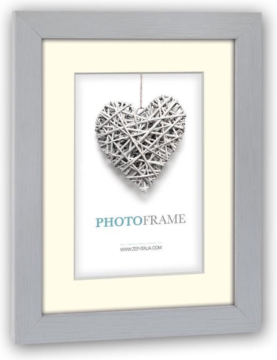 Zep - Houten Fotolijst Met Passe-partout Regent 8 Formaat 15x20 / 20x30 Cm - V32238 - Grijs