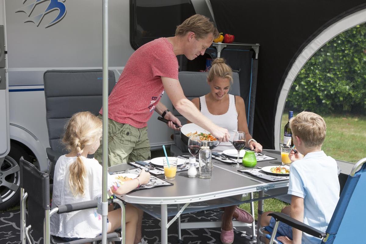 Bo-Camp - Tafel - Premium - Ovaal - Koffermodel - 120x80 Cm - Grijs