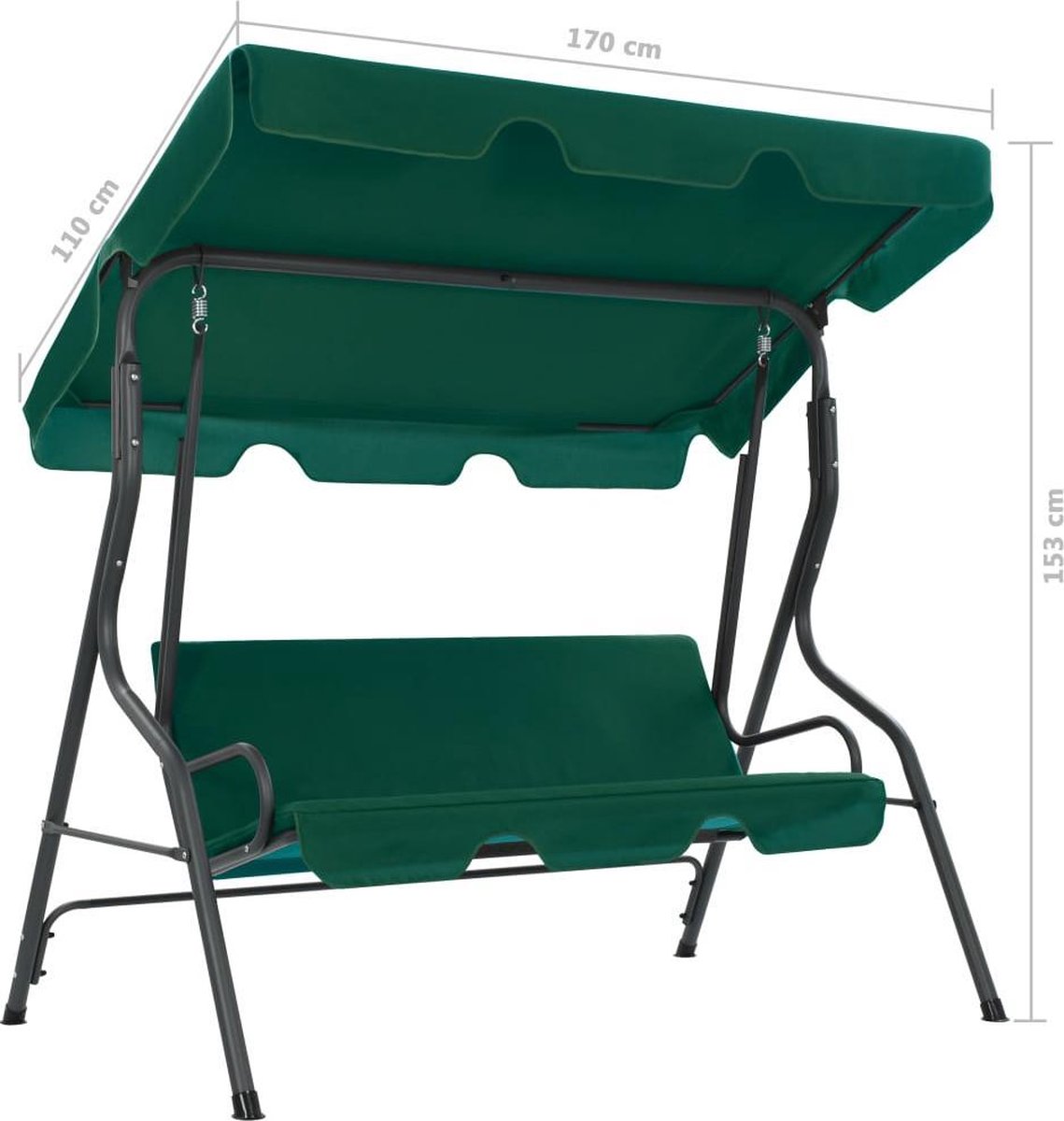 Vidaxl Schommelbank Voor Buiten 170x110x153 Cm Stof - Groen