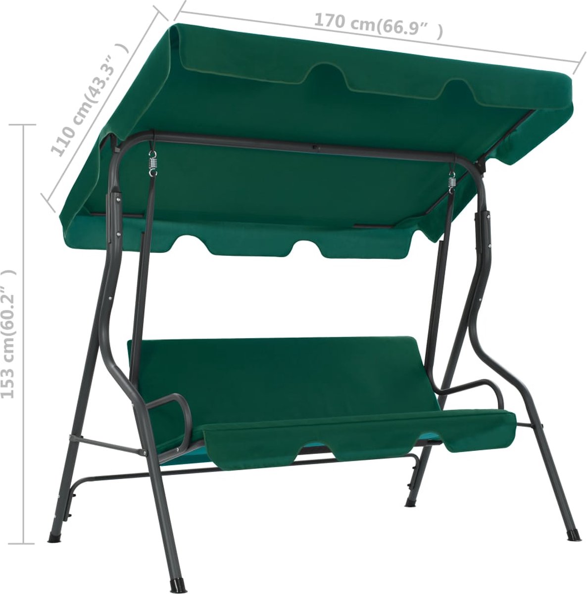 Vidaxl Schommelbank Voor Buiten 170x110x153 Cm Stof - Groen