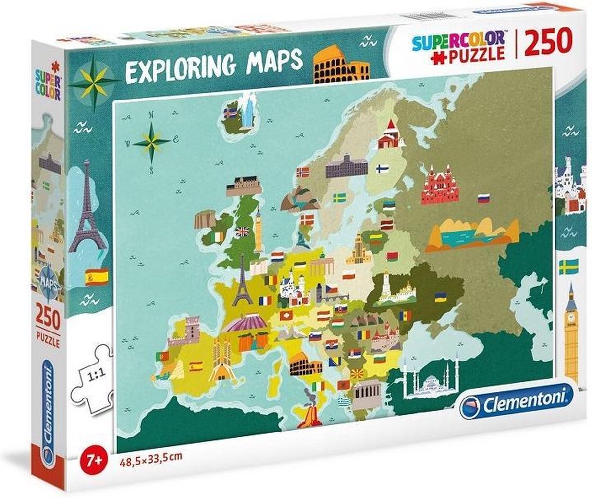 Clementoni Legpuzzel Exploring Maps: Monumenten 250 Stukjes