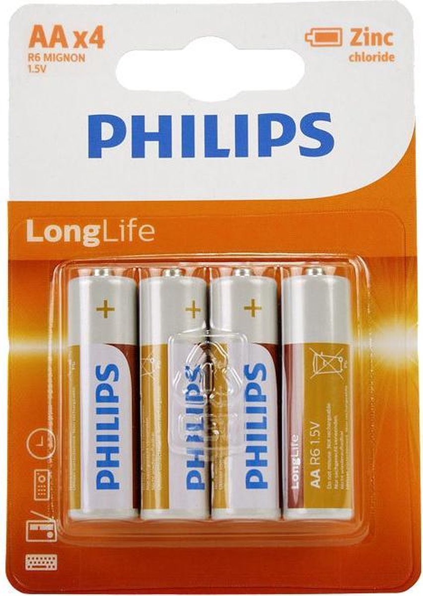 Philips Aa 4 Stuks Longlife Zinc Air Batterij