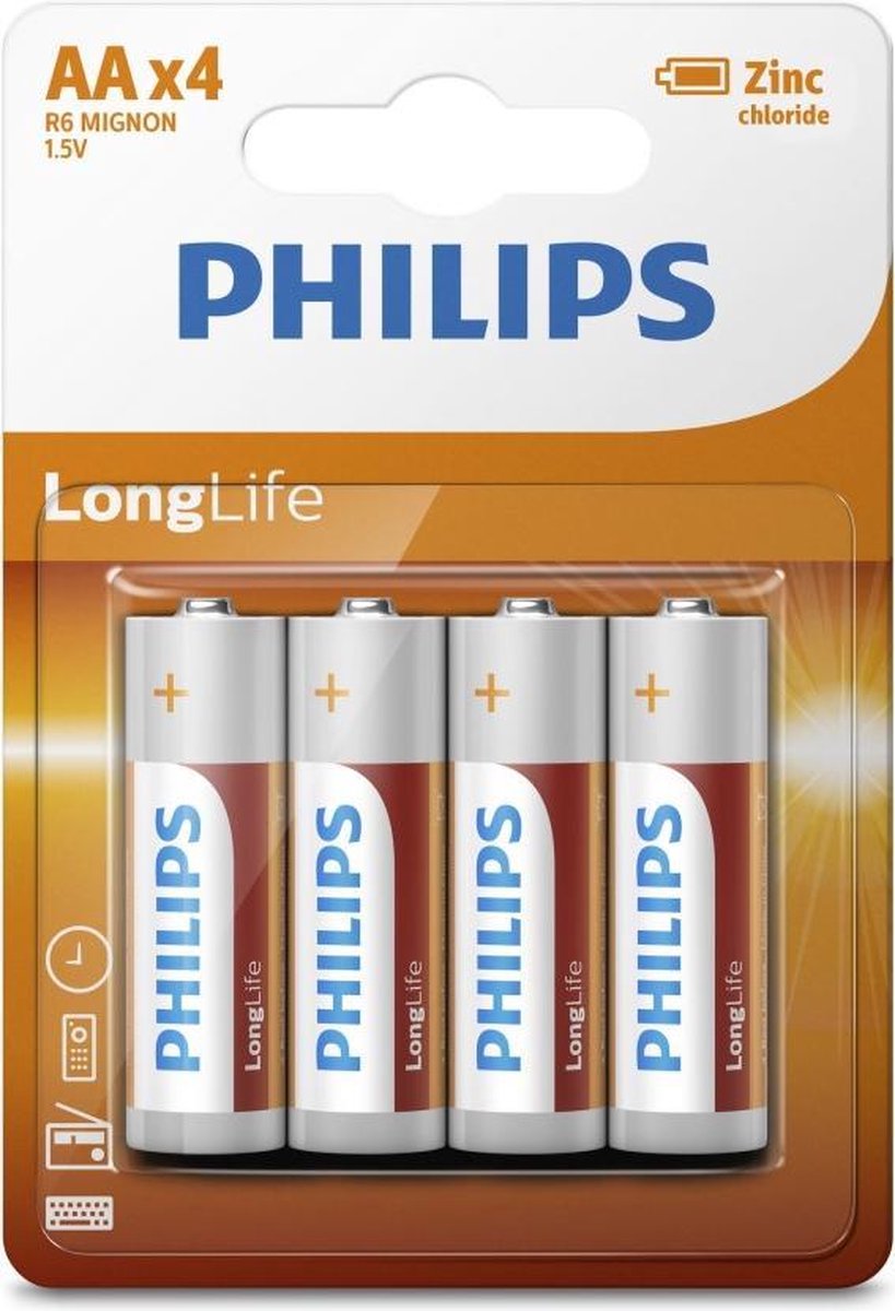 Philips Aa 4 Stuks Longlife Zinc Air Batterij