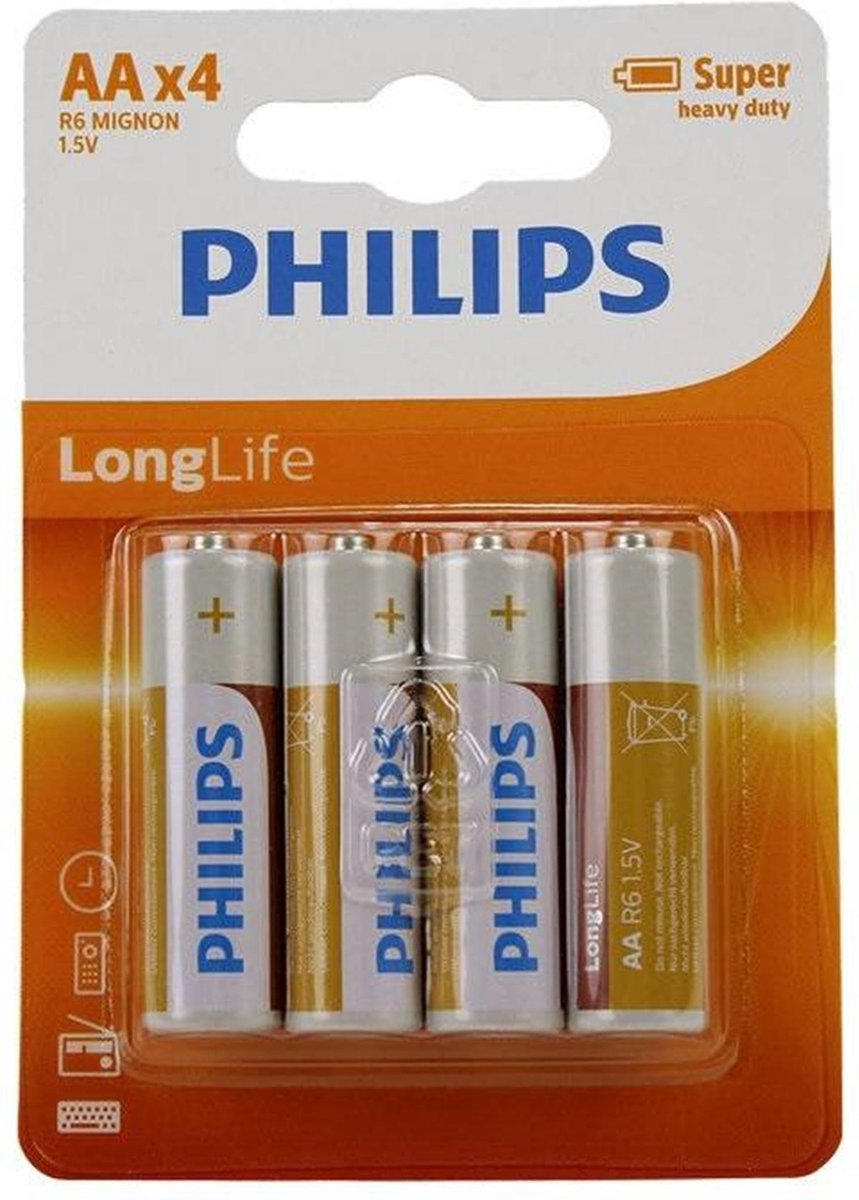 Philips Aa 4 Stuks Longlife Zinc Air Batterij