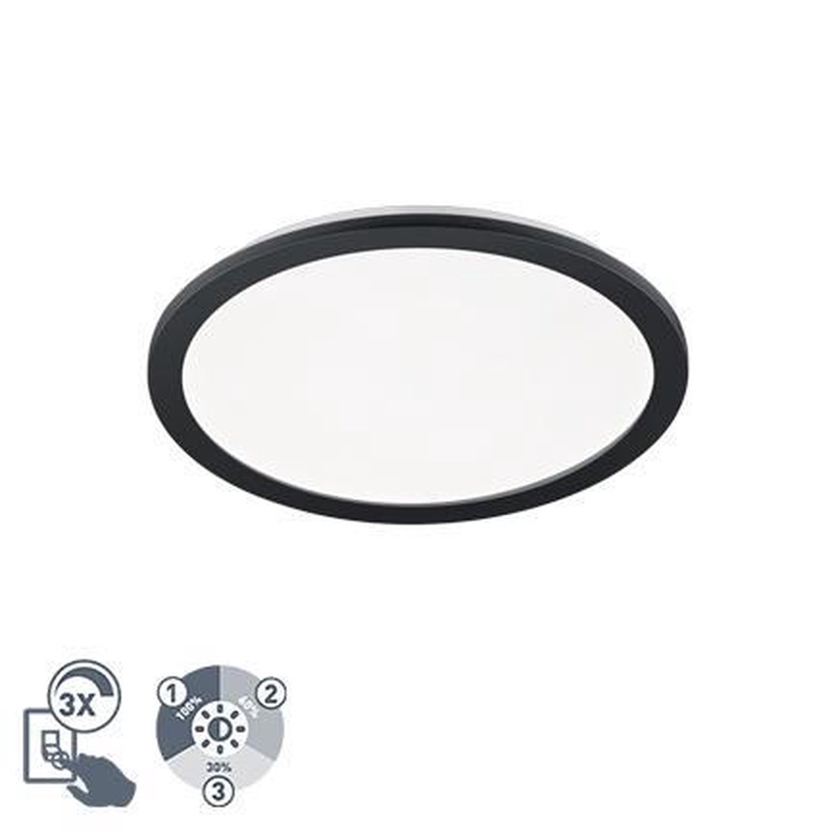 Reality TRIO Camillus Plafondlamp Ø 40 cm - Zwart