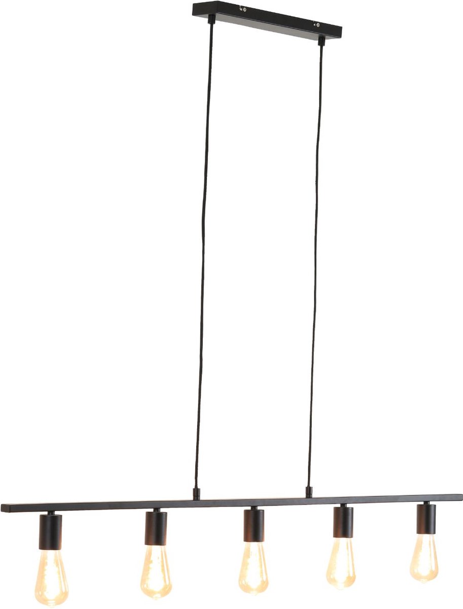 Light & Living Udine Hanglamp 5-Lichts 120x7x11,5 cm - - Zwart