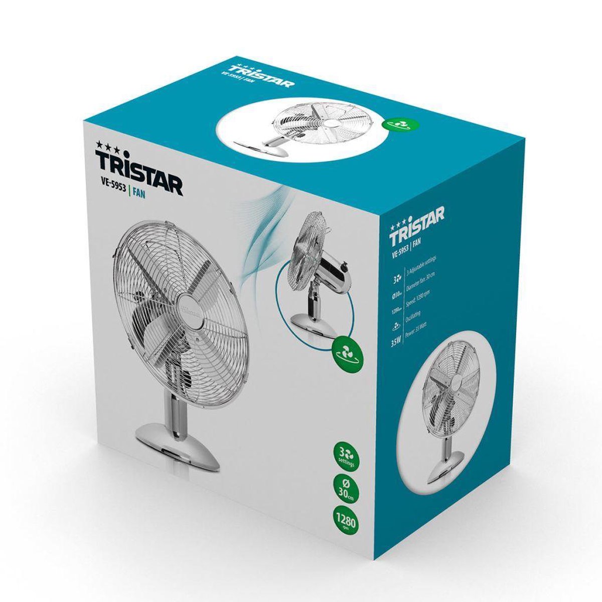 Tristar Tafelventilator VE-5953 35 W 30 cm zilver - Silver