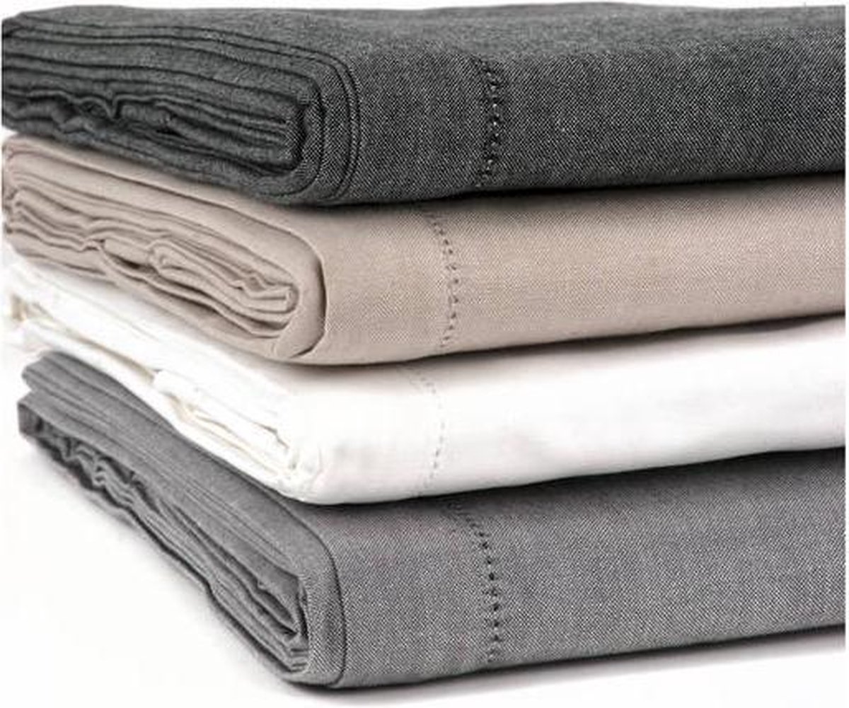 KOOK Chambray Tafelkleed 140 x 230 cm - Grijs