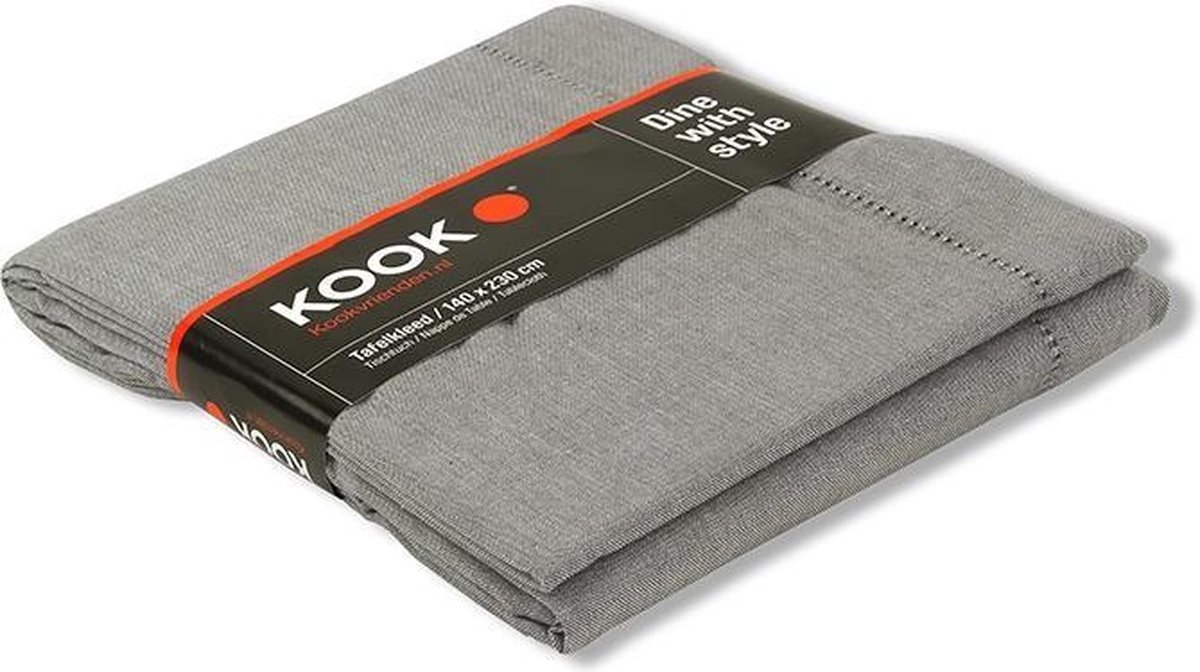 KOOK Chambray Tafelkleed 140 x 230 cm - Grijs