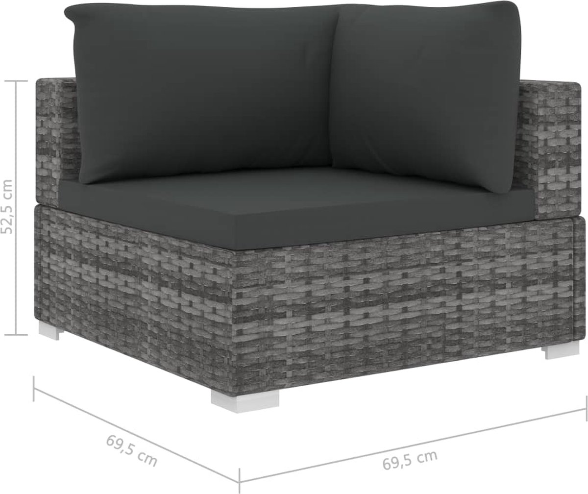 Vidaxl 11-delige Loungeset Met Kussens Poly Rattan - Grijs