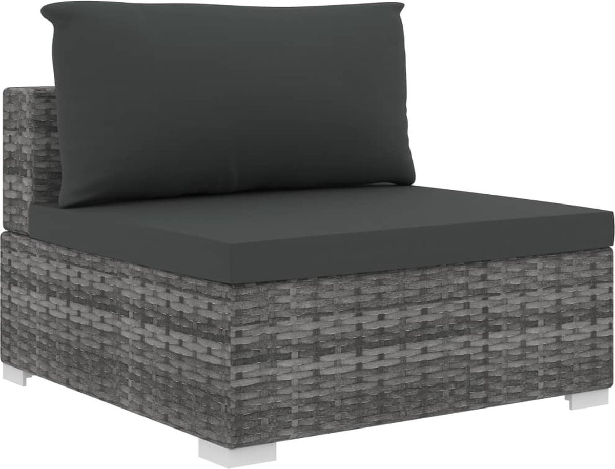 Vidaxl 11-delige Loungeset Met Kussens Poly Rattan - Grijs