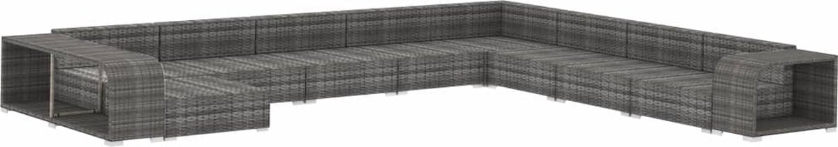 Vidaxl 11-delige Loungeset Met Kussens Poly Rattan - Grijs