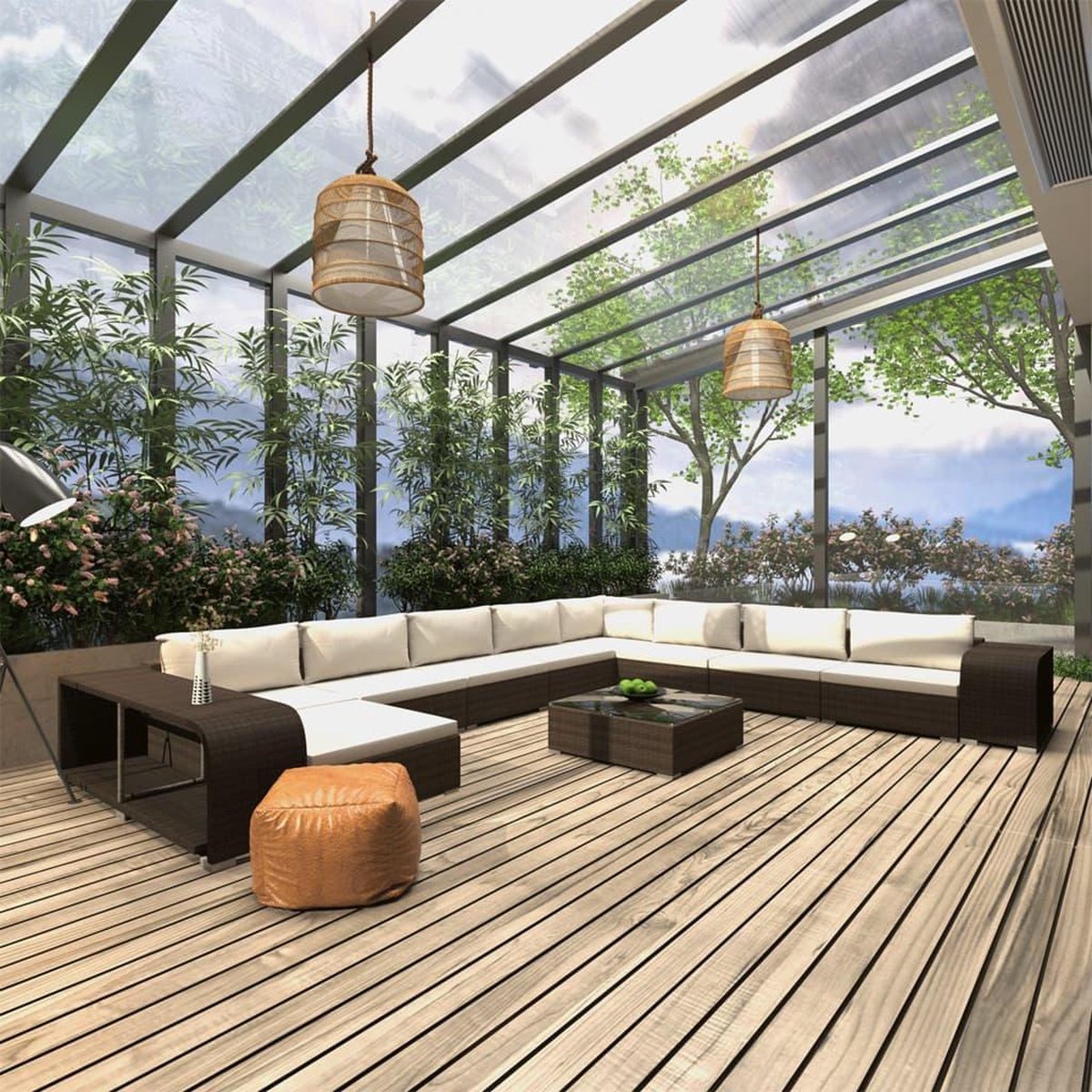 Vidaxl 11-delige Loungeset Met Kussens Poly Rattan - Bruin