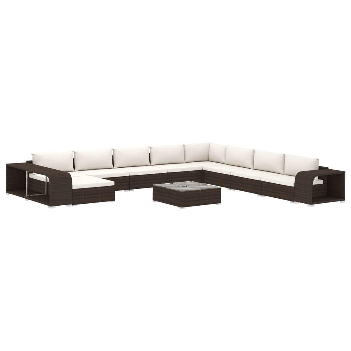 Vidaxl 11-delige Loungeset Met Kussens Poly Rattan - Bruin