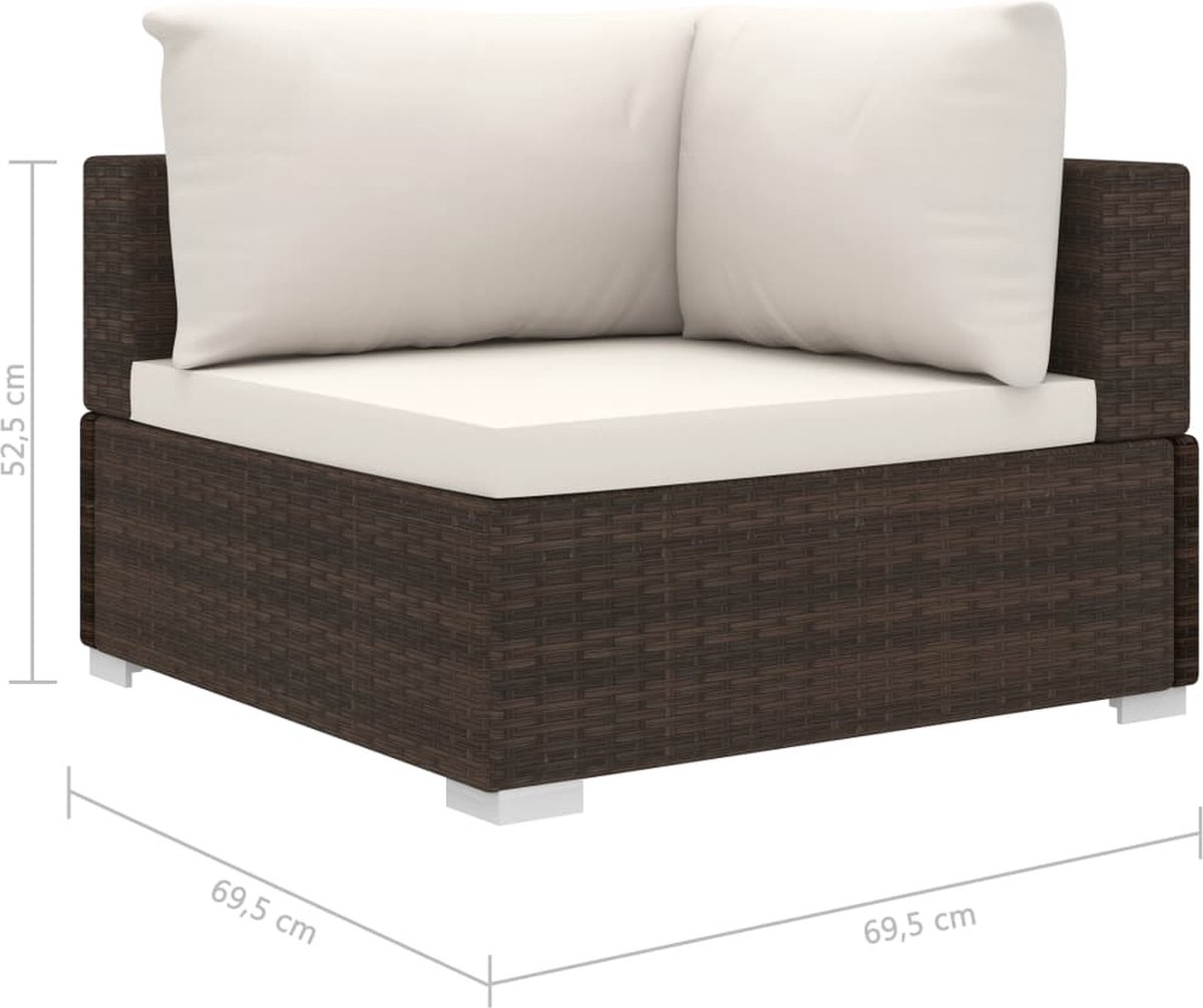Vidaxl 11-delige Loungeset Met Kussens Poly Rattan - Bruin