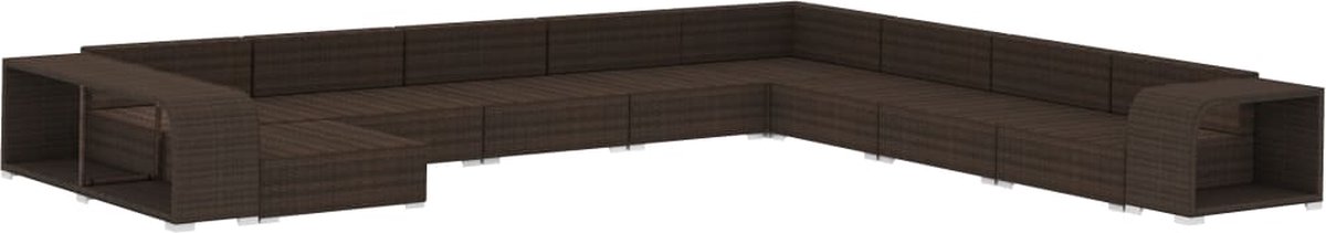 Vidaxl 11-delige Loungeset Met Kussens Poly Rattan - Bruin