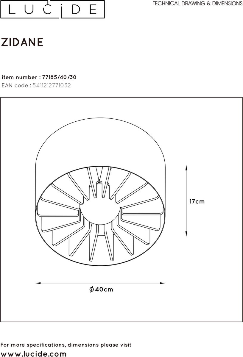 Lucide Zidane Plafonnière - Zwart