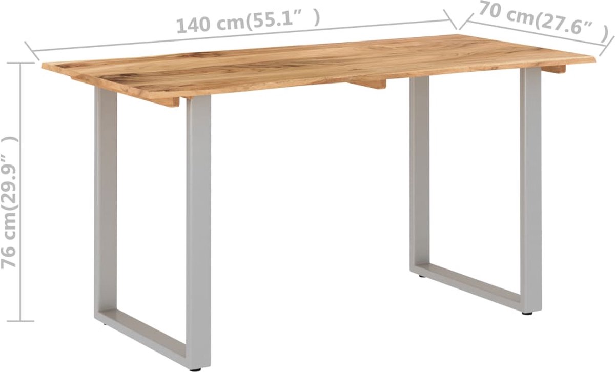 Vidaxl Eettafel 140x70x76 Cm Massief Acaciahout - Bruin