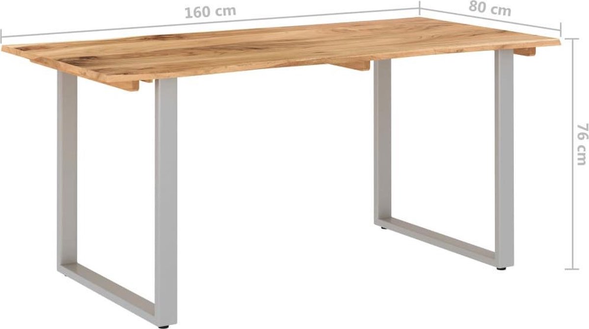 Vidaxl Eettafel 160x80x76 Cm Massief Acaciahout - Bruin