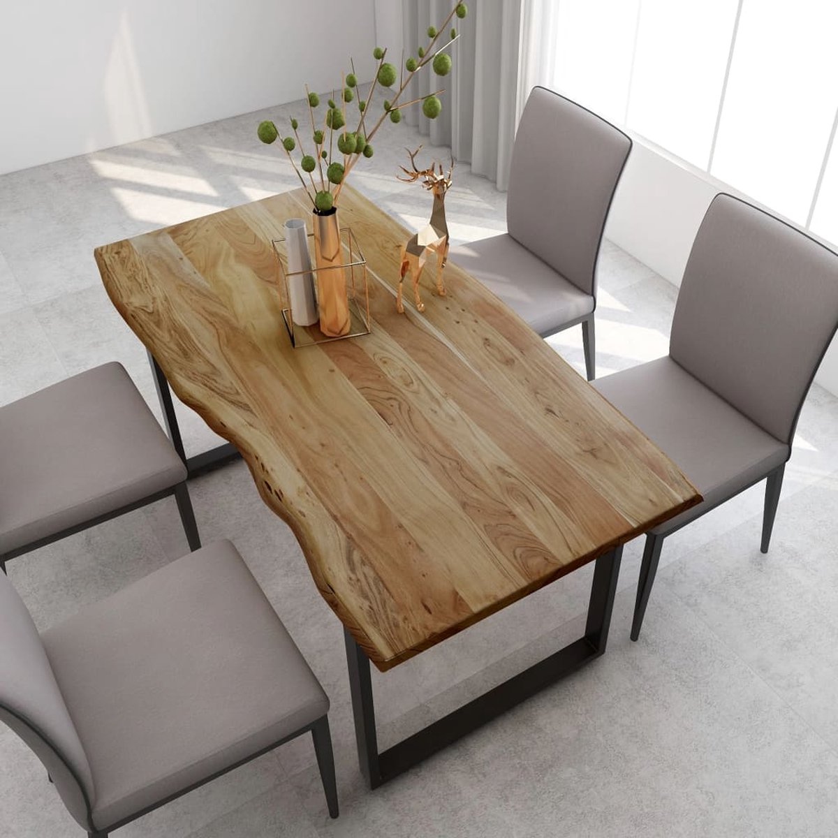 Vidaxl Eettafel 160x80x76 Cm Massief Acaciahout - Bruin