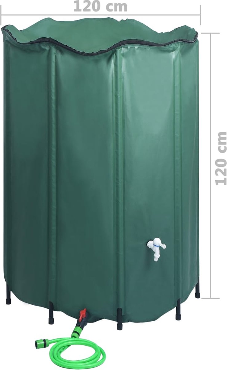 Vidaxl Regenton Inklapbaar Met Tap 1500 L - Groen