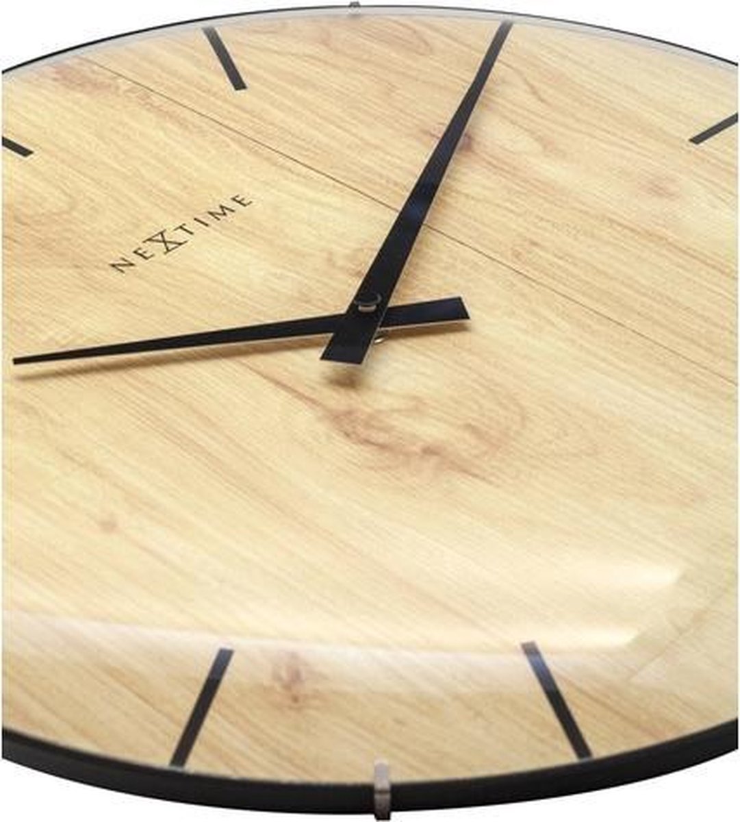 Wandklok Nextime Edge-wood-dome Dia 35cm Kunststof Licht - Bruin