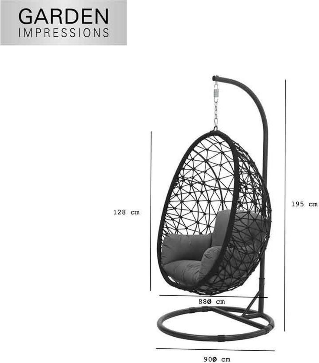 Garden Impressions Hangstoel Panama Hangstoel Ei - Rope - Zwart