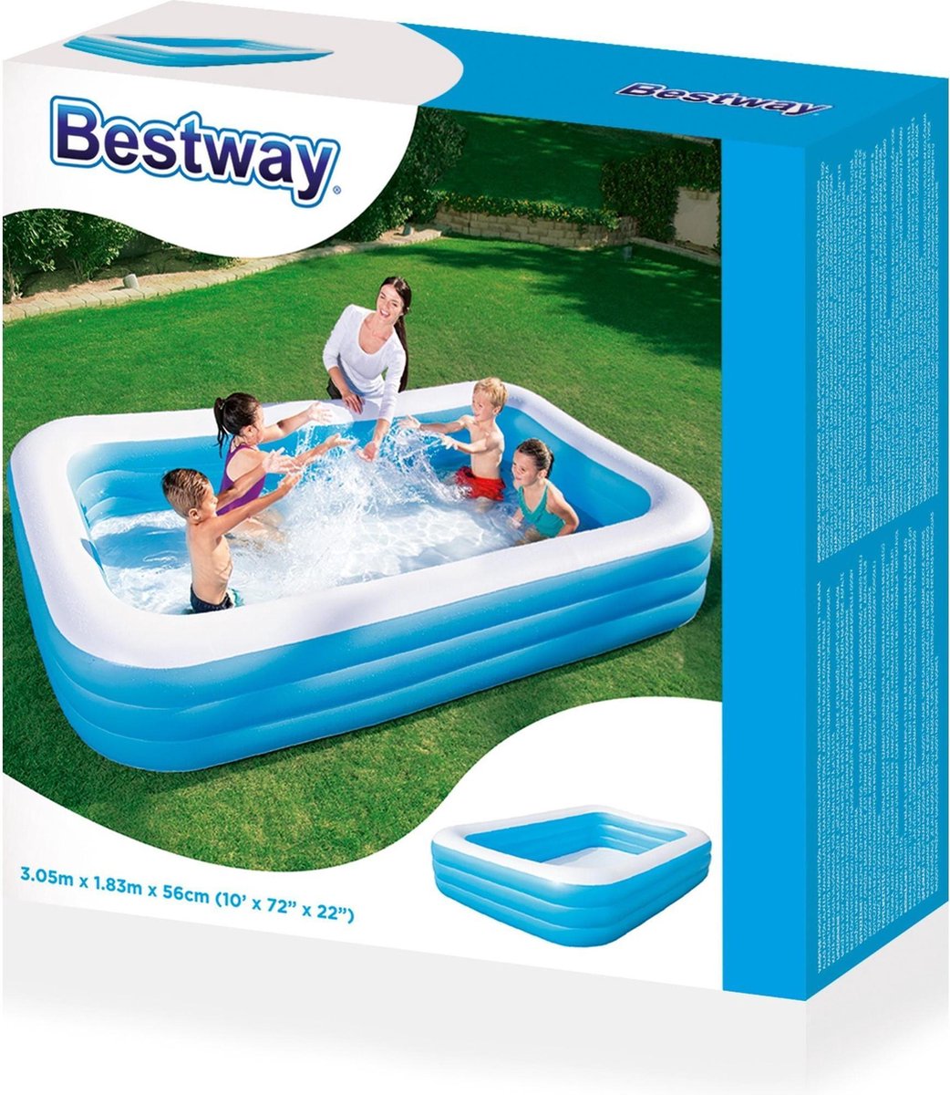Bestway Familiezwembad - Type 54009 - 305x183x56cm - Opblaasbaar - Blauw