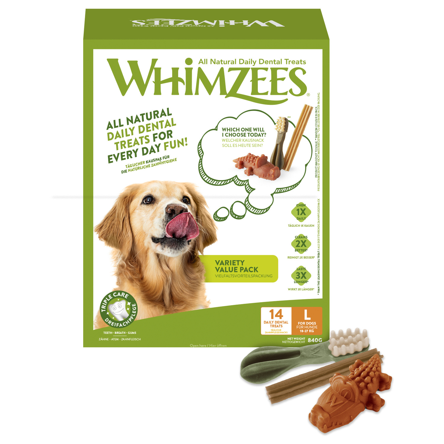 Whimzees Variety Box - Hondensnacks - 840 g 14 stuks