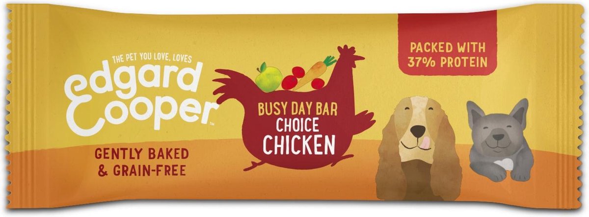 Edgard&Cooper Chicken Busy Day Bar 25 g - Hondensnacks - Kip&Appel&Wortel