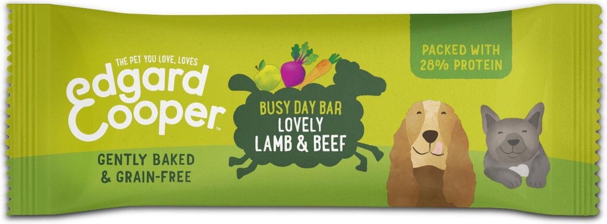 Edgard&Cooper Lamb & Beef Busy Day Bar 25 g - Hondensnacks - Lam&Rund&Appel