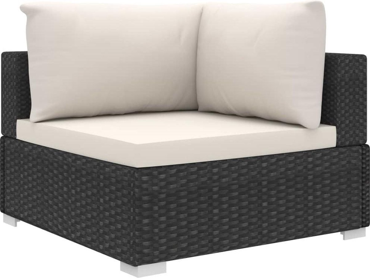 Vidaxl 5-delige Loungeset Met Kussens Poly Rattan - Zwart