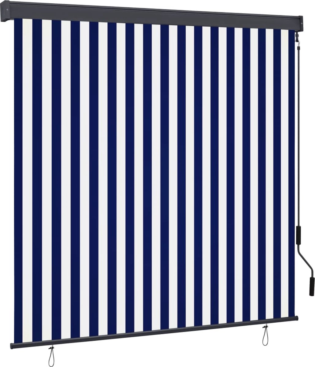 Vidaxl Rolgordijn Voor Buiten 160x250 Cm En Wit - Blauw