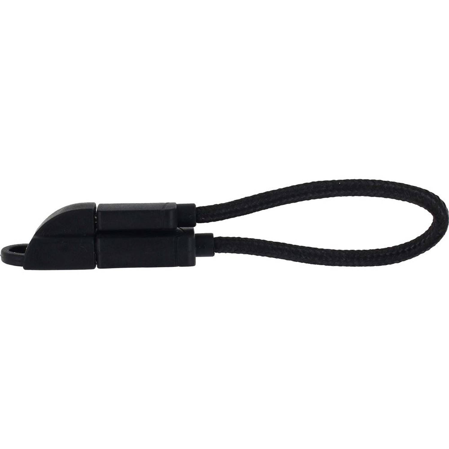 KeyMate Sleutelhanger Met Micro-usb Laad+datakabel 15cm - Zwart